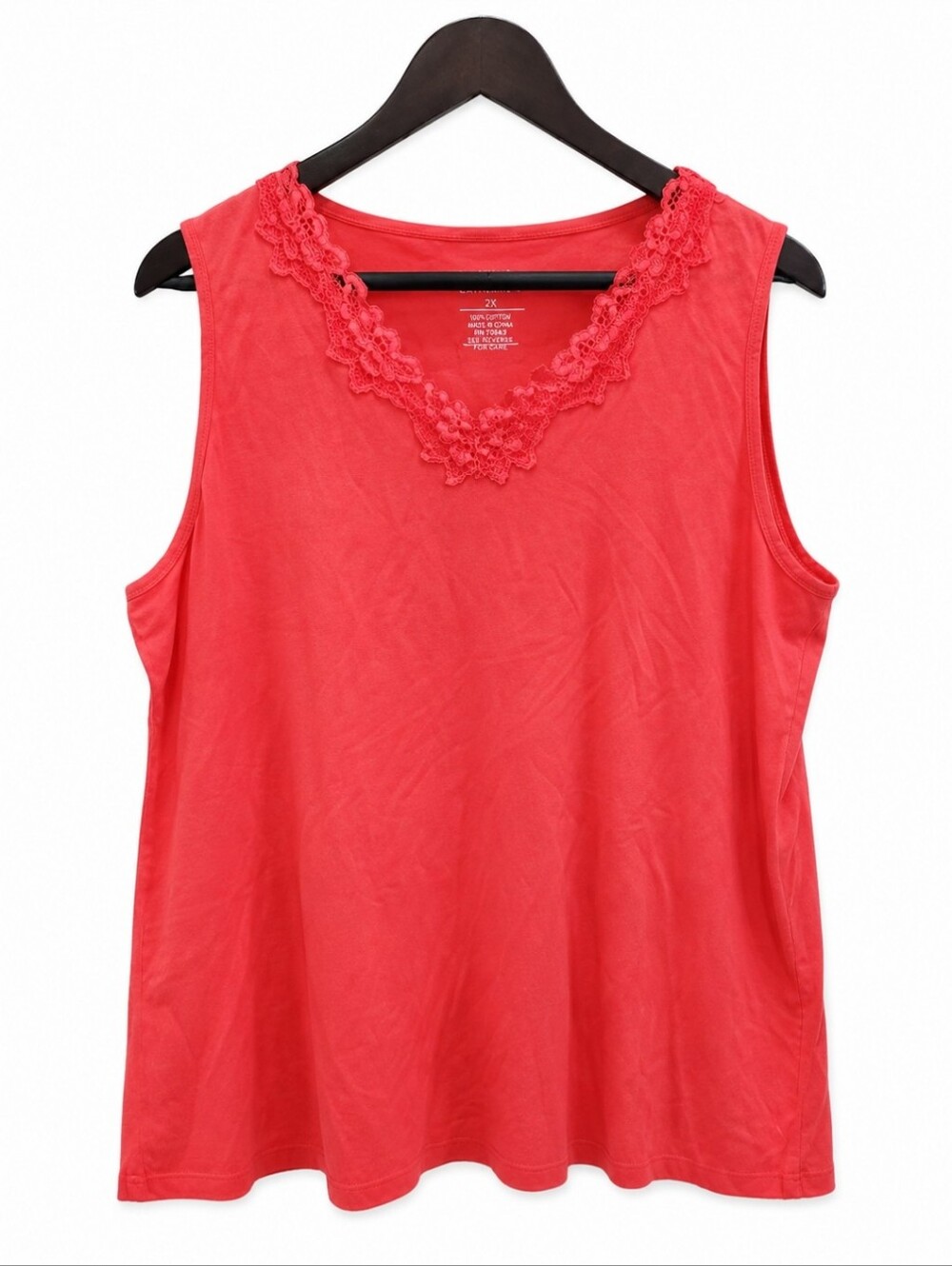 Christopher & Banks Pink Floral Appliqué Spandex Blend Tank Top Sz Lg